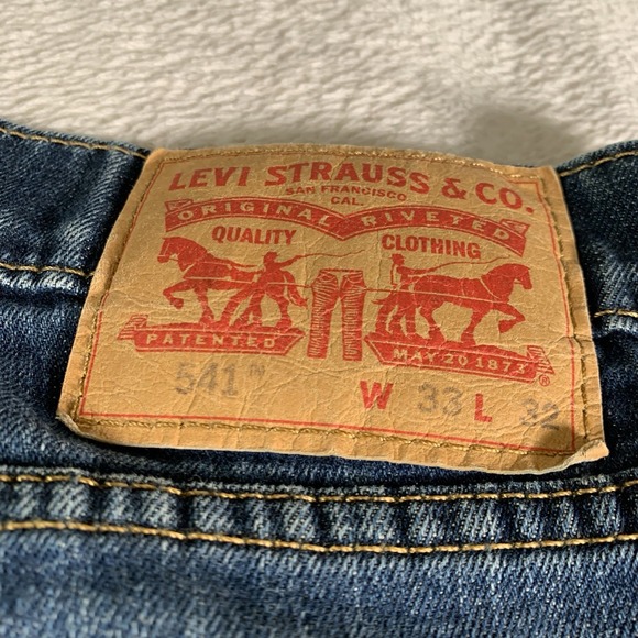 Levis 541 Jeans Mens 33x32 (34x30) Blue Athletic Fit Stretch Medium Wash Zip Fly - Picture 14 of 14